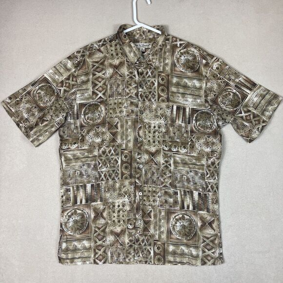 Tori Richard Shirt Mens Extra Large Brown Hawaiian Button Up Beach Adult - Picture 1 of 9